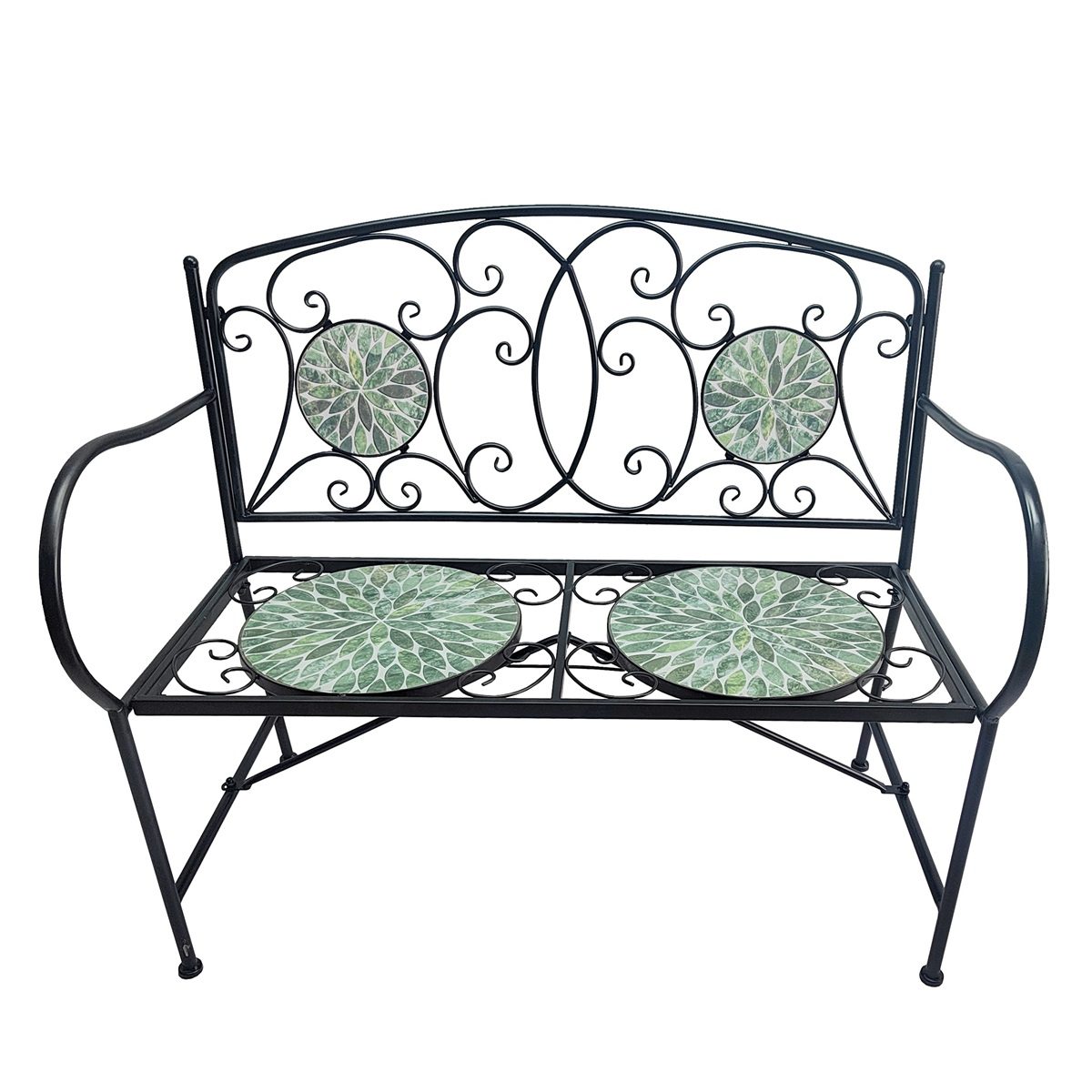 5029936998064 1 Mosaic Leaf Design Metal Garden Bench.jpg